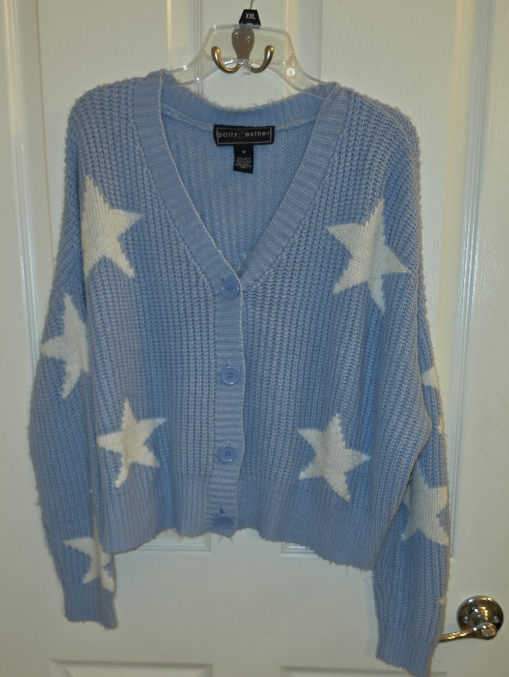 Polly & Esther Baby Blue Star Button-Front Cardigan
